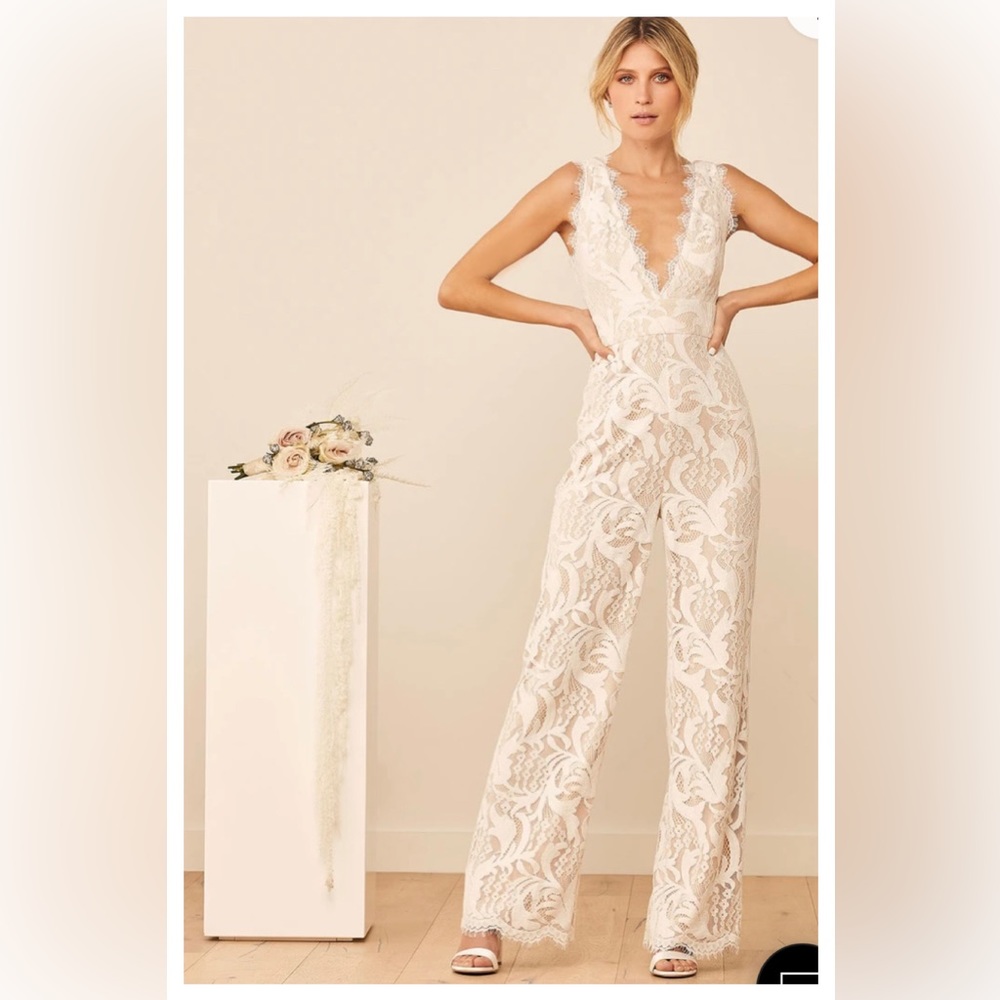 LuLu’s Enamored With You White Lace Wide-Leg Jumpsuit